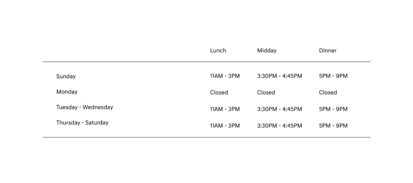 restaurant hours